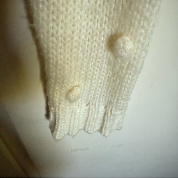 Wooden Ships Pom Pom Sleeve Open Front Cardigan Sweater Cream Size S/M - Picture 5 of 8